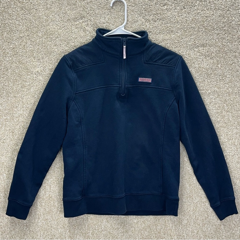 Flawed Vineyard Vines sweater quarter zip faded blue small cotton blend camping‎